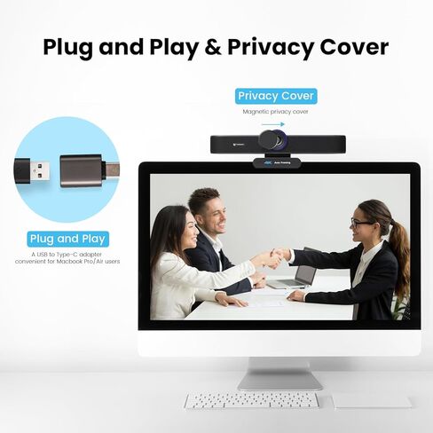 4X Digital Zoom 4K Webcam with Microphones and Speaker, ePTZ Web Camera with Remote Control and Dual Stereo Mics AI Auto Framing Conference Webcam for Zoom, Skype, OBS, YouTube… in Saudi Arabia