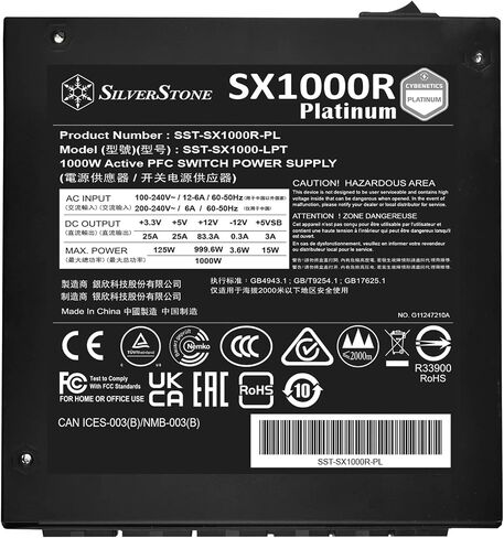 تقنية SilverStone SX1000R Platinum Cybenetics Platinum 1000W SFX12V 4.0 & PCIe 5.0 مصدر طاقة SFX-L معياري بالكامل، SST-SX1000R-PL in Saudi Arabia