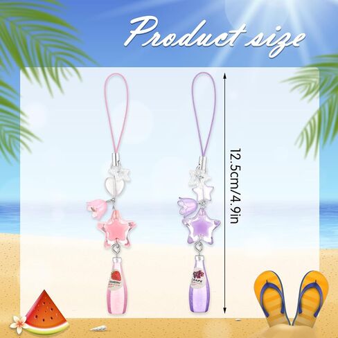 Giantree Cute Strawberry Soda Phone Charms, Pink Beaded Cell Phone Straps Charms Y2K Phone Pendant Decorative for Phone Wallet Bag Keychain Charm in Saudi Arabia