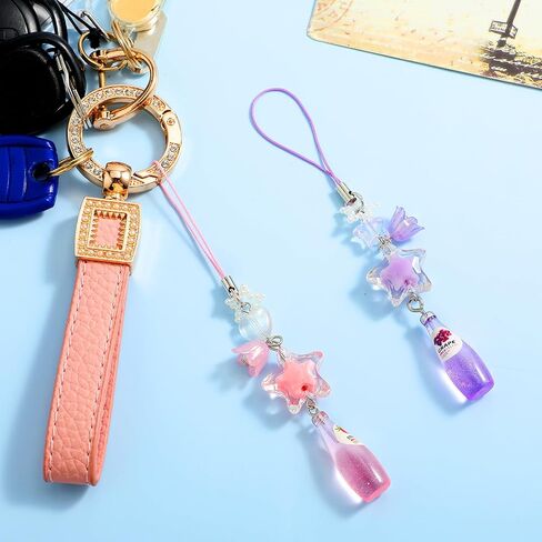 Giantree Cute Strawberry Soda Phone Charms, Pink Beaded Cell Phone Straps Charms Y2K Phone Pendant Decorative for Phone Wallet Bag Keychain Charm in Saudi Arabia