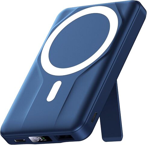 شاحن لاسلكي محمول مع حامل، بنك طاقة مغناطيسي 10000 مللي أمبير في الساعة لجهاز Magsafe، حزمة بطارية شحن سريع 22.5 وات مع شاشة رقمية متوافقة مع سلسلة iPhone 15/14/13/12 (أسود) in Saudi Arabia