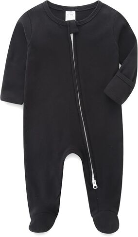 Unisex Baby Boy and Girl Zipper Onesie Solid Toddler Footie One-piece Infant Romper Jumpsuit in Saudi Arabia