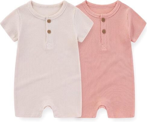 Unisex Short Sleeve Baby Romper 2 Pack Cotton Solid infant Boy Girl Jumpsuits Soft New Born Clothes in Saudi Arabia
