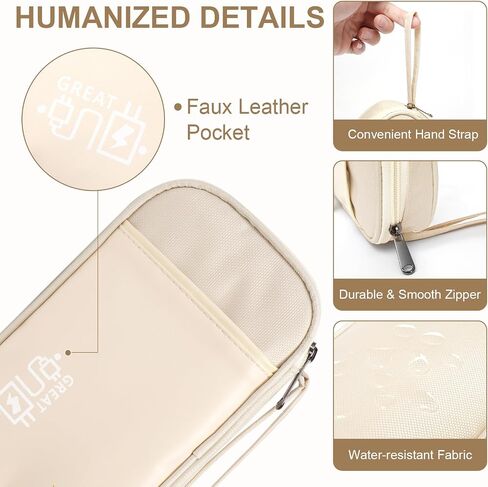 Toplive Electronic Organizer Travel Case Small Tech Cable Travel Cord Organizer Bag Portable Charging Cable Organizer Pouch Electronic Accessories Storage Bag for Power Bank Earphone Charger, Beige in Saudi Arabia