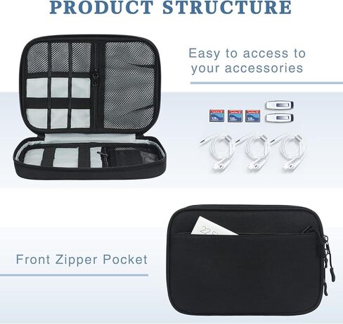 Toplive Electronic Organizer Travel Case Small Tech Cable Travel Cord Organizer Bag Portable Charging Cable Organizer Pouch Electronic Accessories Storage Bag for Power Bank Earphone Charger, Beige in Saudi Arabia