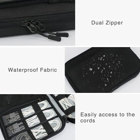 Toplive Electronic Organizer Travel Case Small Tech Cable Travel Cord Organizer Bag Portable Charging Cable Organizer Pouch Electronic Accessories Storage Bag for Power Bank Earphone Charger, Beige in Saudi Arabia