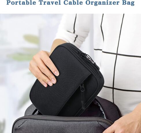 Toplive Electronic Organizer Travel Case Small Tech Cable Travel Cord Organizer Bag Portable Charging Cable Organizer Pouch Electronic Accessories Storage Bag for Power Bank Earphone Charger, Beige in Saudi Arabia