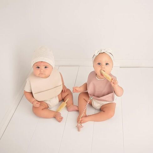 مجموعة Bleu La La من مرايل الأطفال المصنوعة من الجلد النباتي الناعمة الخالية من السيليكون مع جيب لإطعام اللعاب والأكل - سهلة التنظيف in Kuwait