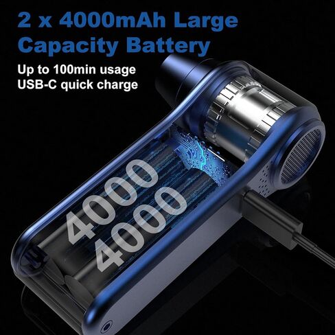 Cordless Alloy Electric Air Duster, 65m/s Wind Speed Super Power Turbo Fan, 4 Gear Adjustable Compressed Air Duster SCTF-001, Black in Saudi Arabia