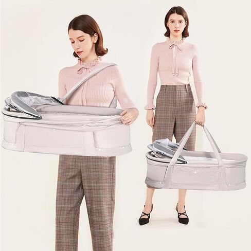 Baby Travel Bassinet, 2 in 1 Portable Travel Bassinet Folding Baby Bed with Sunshade Cover, Mini Baby Bassinet Sleeper Bed Washable Foldable for Newborn Baby-LightGrey in Saudi Arabia