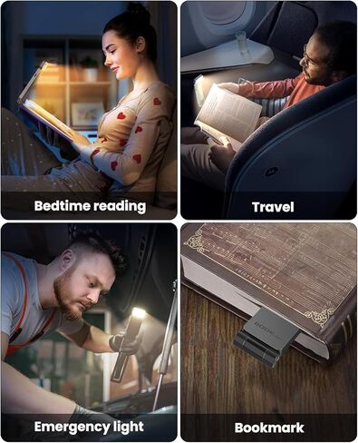 ضوء كتاب للقراءة في السرير، 3 ألوان كهرمانية و5 سطوع خافت، قابل لإعادة الشحن عبر USB، محمول ويدوم طويلاً، ضوء سيلفي in Kuwait