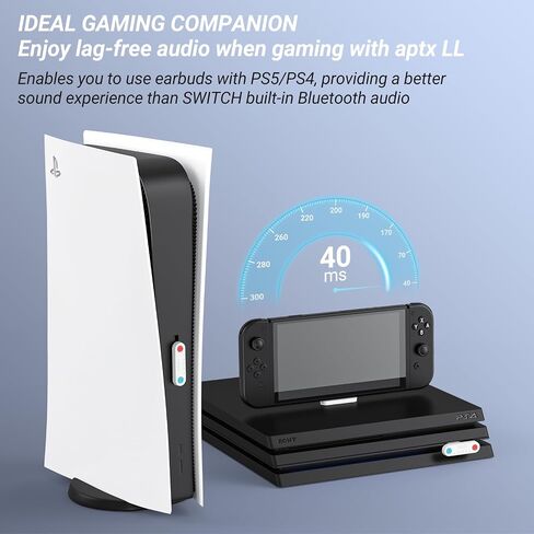 PS5 Bluetooth Audio Adapter, DRILI Low Latency Bluetooth Audio Transmitter, USB C Headphone Adapter with aptX Low Latency Support for PS4/PS5/Switch/PC, and Included USB C to USB Adapter in Saudi Arabia