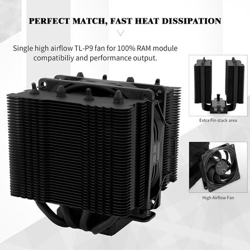 Thermalright Peerless Assassin 90 SE Black CPU Cooler, 4 Heat Pipes CPU Air Cooler, Dual Towers and PWM Fan, with 2200RPM Speed CPU Cooling,for Intel LGA 1700|1851|1150|1151|1200;AMD:AM4|AM5 in Saudi Arabia