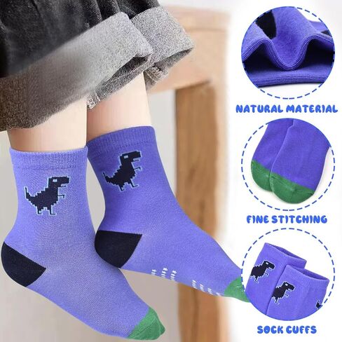 ELUTONG Baby Boys Socks with Grip Non Slip Toddler Socks Anti Skid Crew Socks for 0-7 Years Babies Infants Kids(12 Pairs) in Saudi Arabia