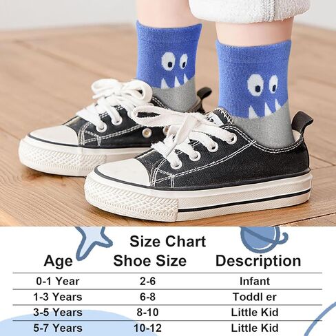 ELUTONG Baby Boys Socks with Grip Non Slip Toddler Socks Anti Skid Crew Socks for 0-7 Years Babies Infants Kids(12 Pairs) in Saudi Arabia