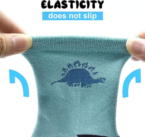 ELUTONG Baby Boys Socks with Grip Non Slip Toddler Socks Anti Skid Crew Socks for 0-7 Years Babies Infants Kids(12 Pairs) in Saudi Arabia
