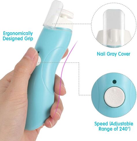 Baby Nail Trimmer Electric, Silent and Rechargeable Quick Manicure Polishing Clippers with LED Light with 10 Grinding Heads for Newborn Kids and Adults in Saudi Arabia