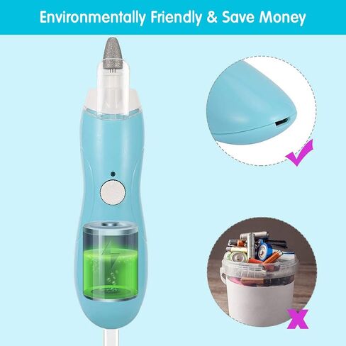 Baby Nail Trimmer Electric, Silent and Rechargeable Quick Manicure Polishing Clippers with LED Light with 10 Grinding Heads for Newborn Kids and Adults in Saudi Arabia
