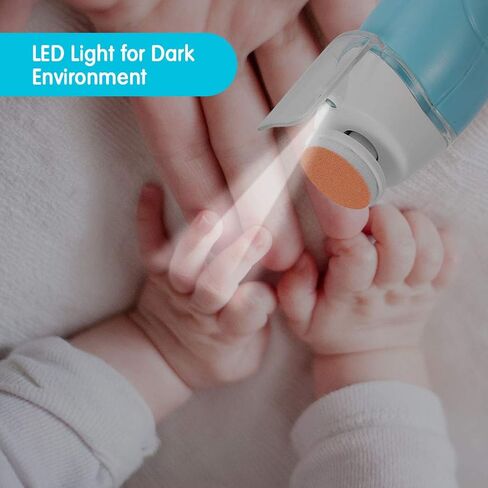 Baby Nail Trimmer Electric, Silent and Rechargeable Quick Manicure Polishing Clippers with LED Light with 10 Grinding Heads for Newborn Kids and Adults in Saudi Arabia