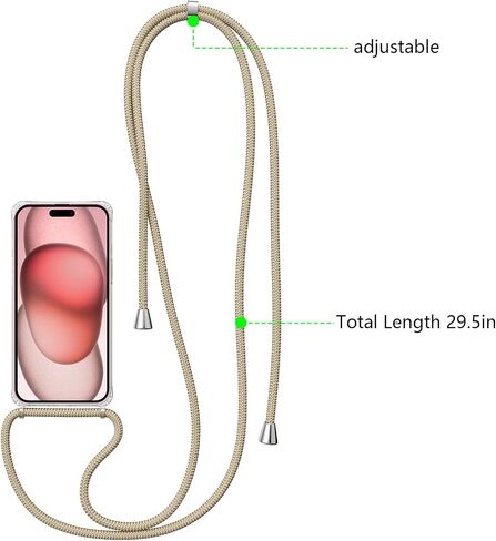 ZTOFERA Compatible with iPhone 15,Clear Case with Adjustable Lanyard,Soft Slim TPU Shockproof Protective Crossbody Case for iPhone 15,6.1 inch-Black in Saudi Arabia