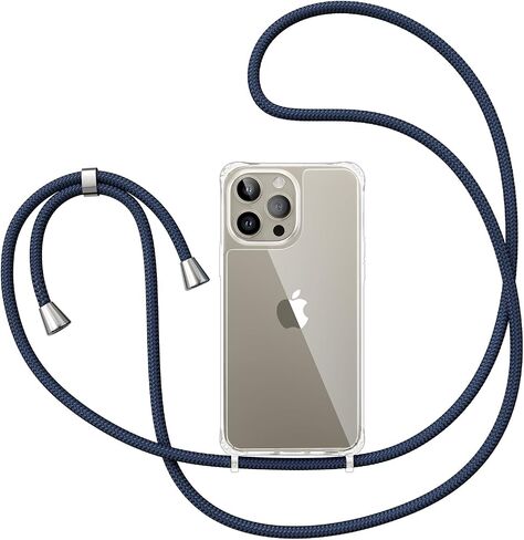 ZTOFERA Compatible with iPhone 15,Clear Case with Adjustable Lanyard,Soft Slim TPU Shockproof Protective Crossbody Case for iPhone 15,6.1 inch-Black in Saudi Arabia