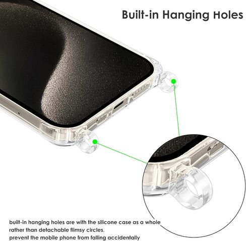 ZTOFERA Compatible with iPhone 15,Clear Case with Adjustable Lanyard,Soft Slim TPU Shockproof Protective Crossbody Case for iPhone 15,6.1 inch-Black in Saudi Arabia