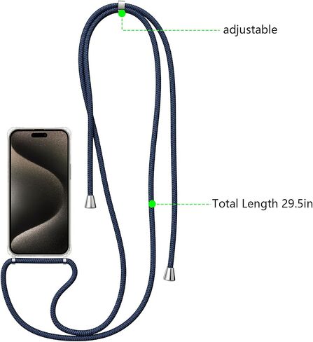 ZTOFERA Compatible with iPhone 15,Clear Case with Adjustable Lanyard,Soft Slim TPU Shockproof Protective Crossbody Case for iPhone 15,6.1 inch-Black in Saudi Arabia