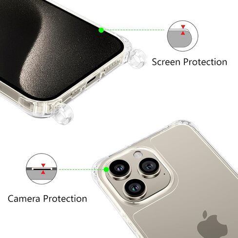 ZTOFERA Compatible with iPhone 15,Clear Case with Adjustable Lanyard,Soft Slim TPU Shockproof Protective Crossbody Case for iPhone 15,6.1 inch-Black in Saudi Arabia