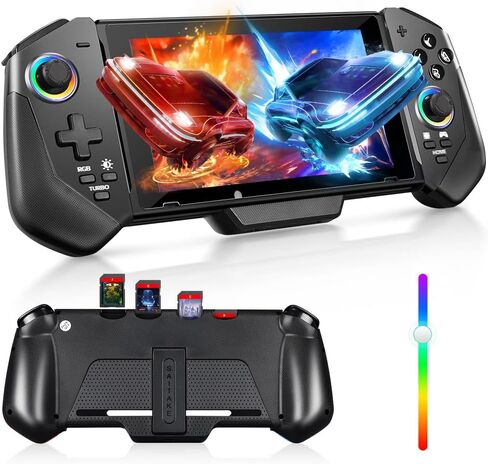 وحدة تحكم التبديل متوافقة مع نينتندو سويتش/OLED، وحدة تحكم التبديل القابلة لإعادة الشحن، وحدة تحكم مريحة بقبضة واحدة للوضع المحمول مع توربو، اهتزاز مزدوج، تحكم في الحركة 6 محاور، أحمر وأزرق in Kuwait