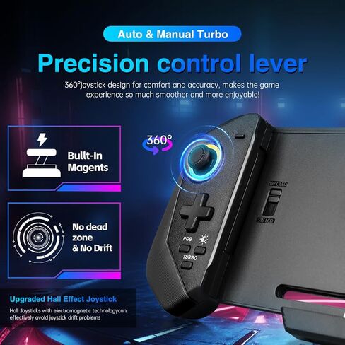 وحدة تحكم التبديل متوافقة مع نينتندو سويتش/OLED، وحدة تحكم التبديل القابلة لإعادة الشحن، وحدة تحكم مريحة بقبضة واحدة للوضع المحمول مع توربو، اهتزاز مزدوج، تحكم في الحركة 6 محاور، أحمر وأزرق in Kuwait