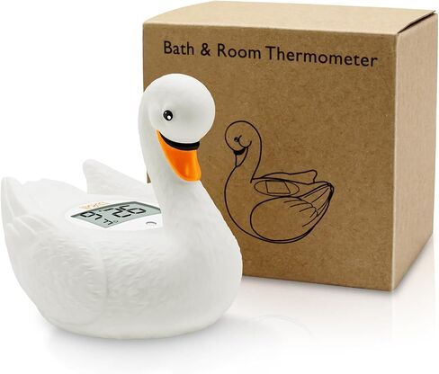 b&h Baby Bath Thermometer, White Swan Shaped Baby Safe Floating Bath Thermometer - Easy to Read Screen - Reliable Temperature Readings in Kuwait
