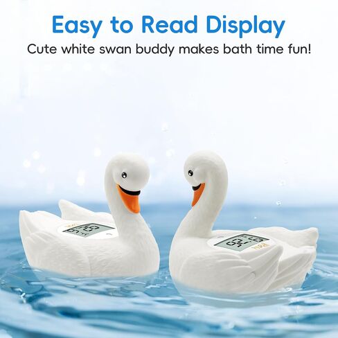 b&h Baby Bath Thermometer, White Swan Shaped Baby Safe Floating Bath Thermometer - Easy to Read Screen - Reliable Temperature Readings in Kuwait