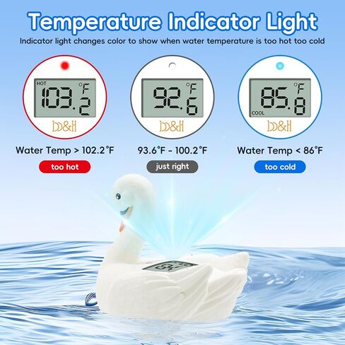 b&h Baby Bath Thermometer, White Swan Shaped Baby Safe Floating Bath Thermometer - Easy to Read Screen - Reliable Temperature Readings in Kuwait
