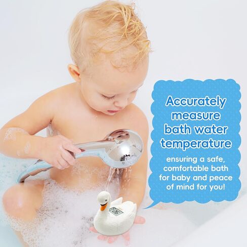 b&h Baby Bath Thermometer, White Swan Shaped Baby Safe Floating Bath Thermometer - Easy to Read Screen - Reliable Temperature Readings in Kuwait