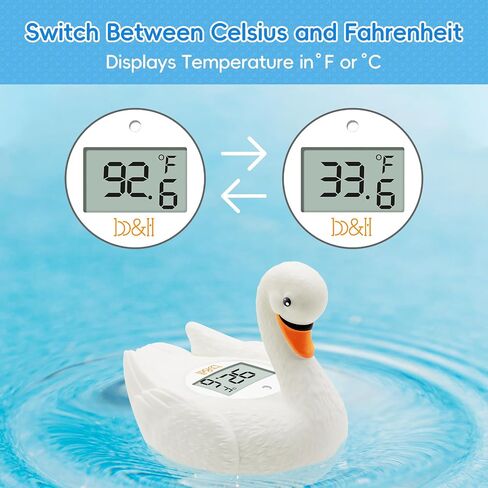 b&h Baby Bath Thermometer, White Swan Shaped Baby Safe Floating Bath Thermometer - Easy to Read Screen - Reliable Temperature Readings in Kuwait