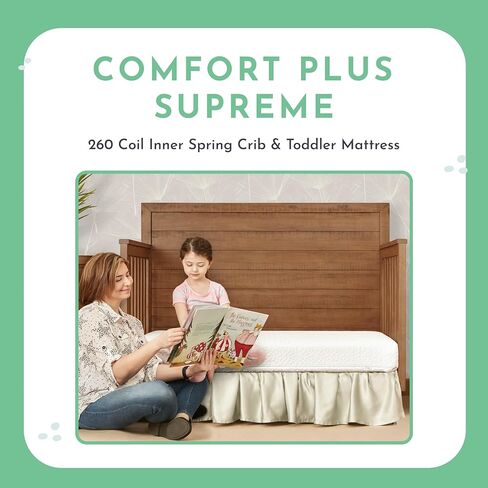 مرتبة Evolur Comfort Balance Plus Supreme 260 لفائف داخلية لسرير الأطفال والأطفال الصغار، مقاومة للماء، معتمدة من Green Guard Gold، غطاء قابل للإزالة، أبيض، سرير أطفال in Kuwait