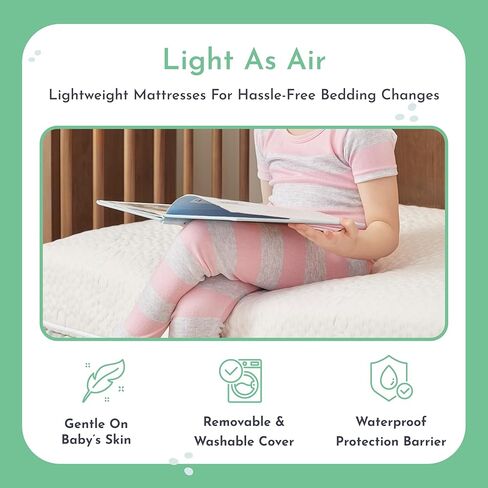 مرتبة Evolur Comfort Balance Plus Supreme 260 لفائف داخلية لسرير الأطفال والأطفال الصغار، مقاومة للماء، معتمدة من Green Guard Gold، غطاء قابل للإزالة، أبيض، سرير أطفال in Kuwait