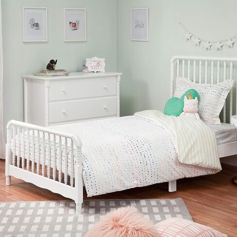 DaVinci Jenny Lind Twin-Bed with Wood Spindle Posts in White-Mattress Support Slats Included in Kuwait
