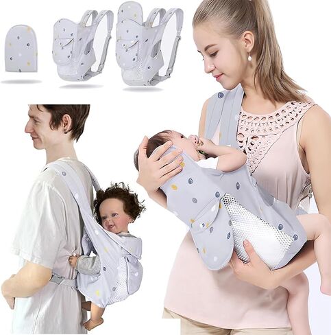 Baby Carrier Newborn to Toddler, 4-in-1 Baby Soft Baby Wrap Carrier for Newborn,Lightweight Baby Sling Carrier,Carrier Toddler Carrier Baby Wraps Carrier for Newborns and Older Babies（Grey） in Saudi Arabia