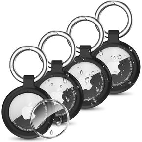 Apple AirTag Holder, 4 Pack Aitag Case Super Slim & Hold Air Tag Securely, Waterproof TPU Cover Protective Case with Keychain Key Ring Clip for Keys, Bags, Kids, Pet(4 Colors)