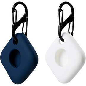 Silicone Case for Tile Mate 2022 with Keychains, 2 Pack Anti-scratch Protective Cover with Carabiner (Navy/White)