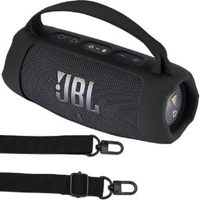 حافظة من السيليكون متوافقة مع مكبر صوت بلوتوث محمول JBL Charge 5 Wifi/Charge 5، حافظة حماية للسفر لملحقات مكبر الصوت JBL Charge 5 Wifi/Charge 5 (جراب أسود)