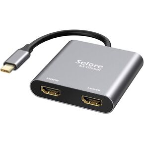 Selore USB C Docking Station 3 Monitors, USB C to Dual HDMI VGA Adapter with One-Touch Multi-Screen Switch and Screen On/Off Button, HDMI Splitter Converter for Dell, HP, Lenovo,MacBook Pro/Air, etc