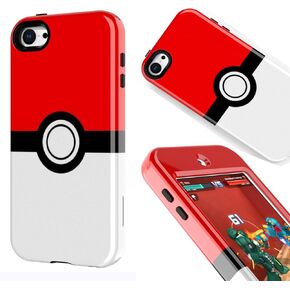 Case for ipod touch 6/7Generation - Anime Cartoon Kawaii Red&White Ball Pattern Hard PC and Inner Silicone Hybrid Armor Defender Case for ipod touch 5/6, ipod touch 7 (Plumber Brother M)