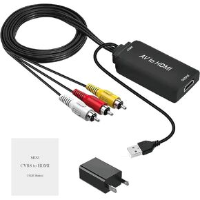 AV to HDMI 1080P Composite CVBS Video Audio Converter Adapter with HDMI Cable Supporting PAL/NTSC Compatible for PC Laptop Xbox PS4 PS3 TV STB VHS VCR Camera DVD