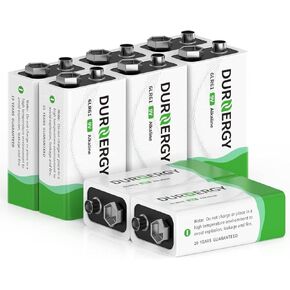 9V Batteries, 9 Volt Batteries 8 Pack,10-Year Shelf Life, 9V Batteries for Smoke Alarms, Guitar Pedals, Microphone, Smoke Detector Battery, Square Batteries 6LR61 9V Alkaline Batteries
