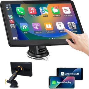 Wireless Car Stereo Compatable with Apple CarPlay and Android Auto, 7-inch Touch Screen in Car FM transmission, with 5.0 Bluetooth Hands-Free/Mirrored Projection/voice Navigation