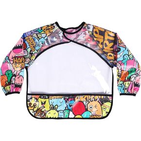 Waterproof Baby Bibs,Art Smock Apron, Clear Long Sleeve Bibs for Painting and Eating