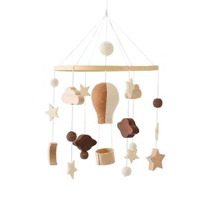 OESSUF Baby Mobile for Crib, Nursery Bassinet Boho Mobiles Wooden Portable Cribs Toys Hanging, Girl Boys Gifts for Infant Bedroom Furniture Accessories Decor- Hot Air Balloon