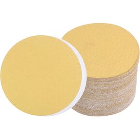 100pcs PSA Sanding Discs - [5 Inch x 80 Grit] Non-Hole Self Adhesive Sticky-Back Gold Sandpaper Discs for Automotive Car Paint Use, Aluminum Oxide, Round